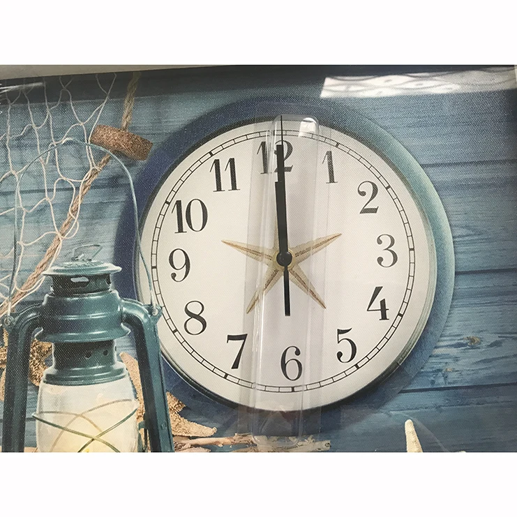 Beach Insert Digital Wall Clock Glass Wall Hanging Art Quartz Living