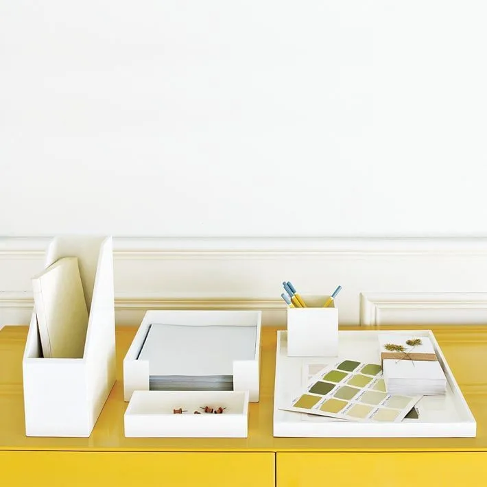 Custom White Acrylic Desk Set Plexiglass Organizer On
