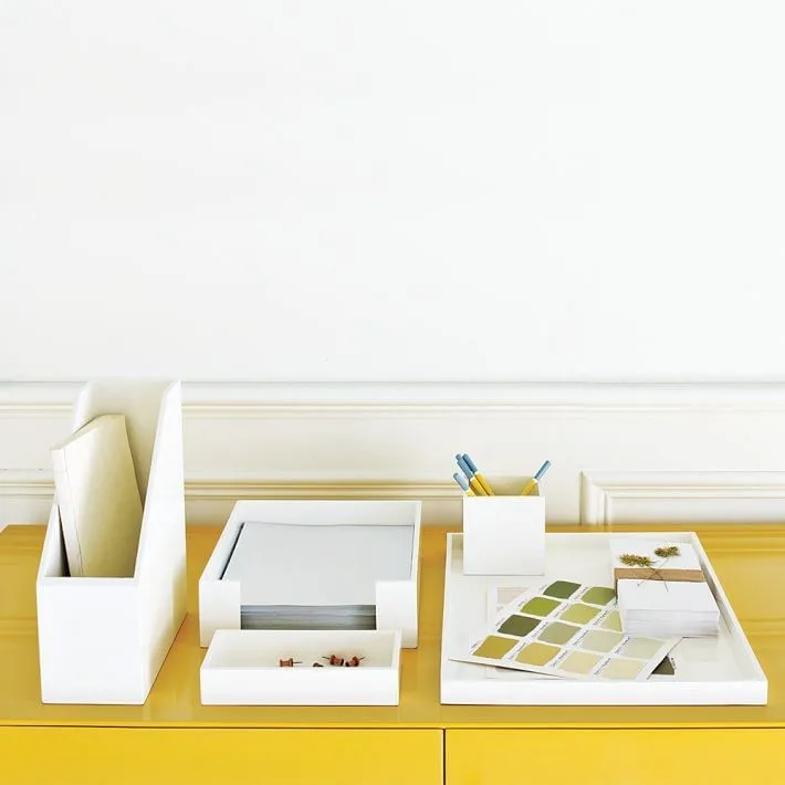 Custom White Acrylic Desk Set Plexiglass Desk Organizer Buy