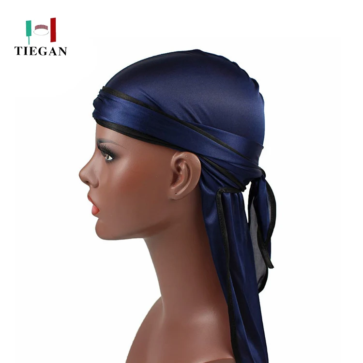 black Wave Cap sport hip hop du doo rag durag SKULL CAP HAT Nylon Tie Down tail