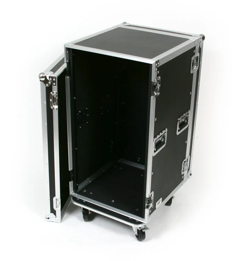 20u Power Amp Rack Case,Shockmount W/casters & Side Table Flight Case