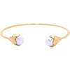 ms007 Bud Designs Pearl Charm Copper Gold Plated Bangle Bracelet