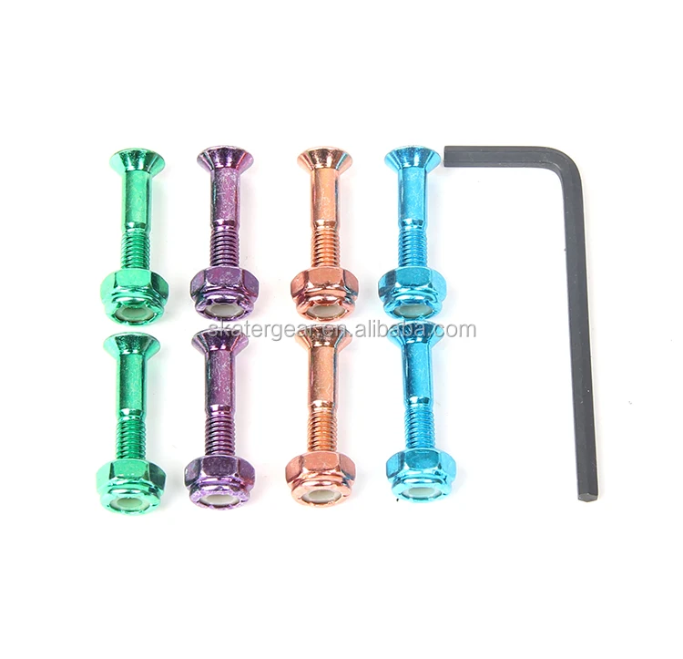 Skatergear Custom Pack 1 Inch Skateboard Bolts Nuts Hardware 7 8 With