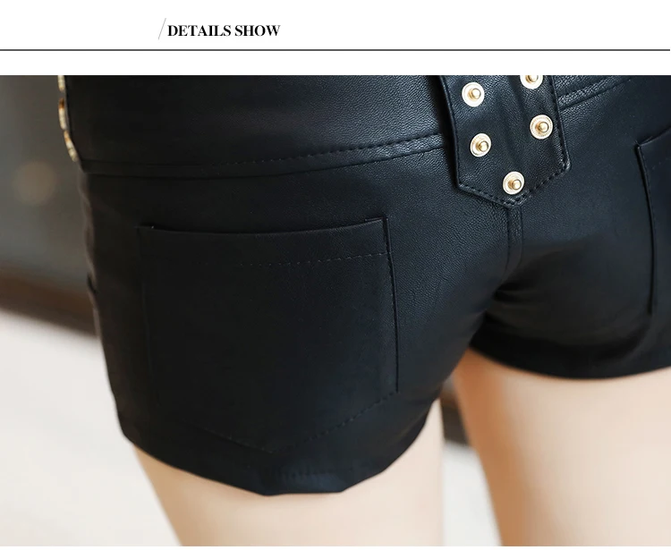 New Arrival 2017 Autumn Winter Womens Fashion Pu Leather Shorts Slim