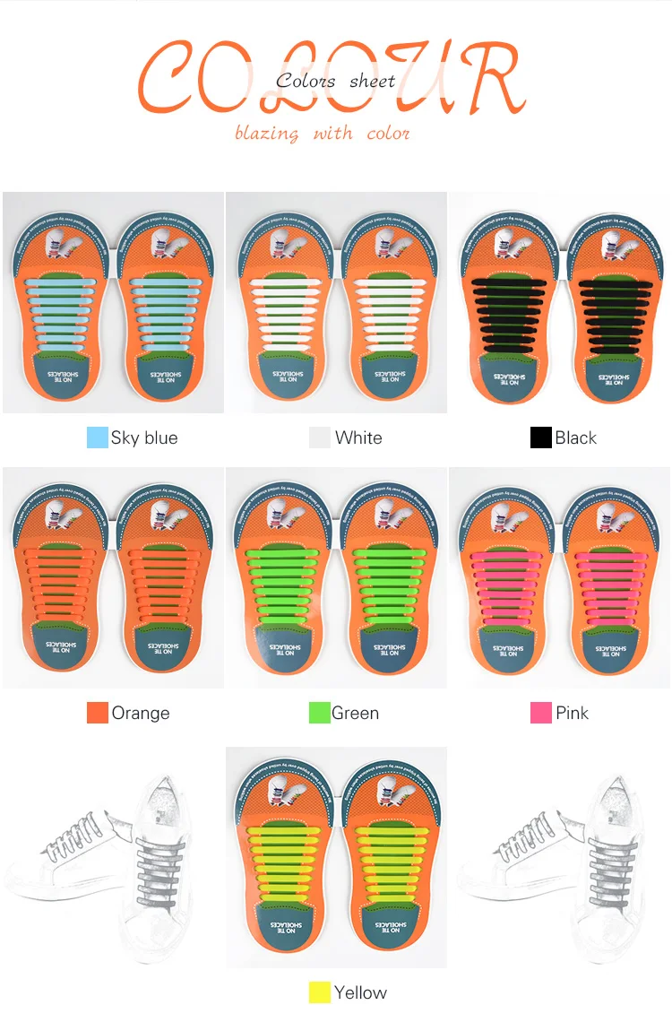 China Factory Elastic Shoelaces Oem Silicone Shoelaces Silicone No Tie