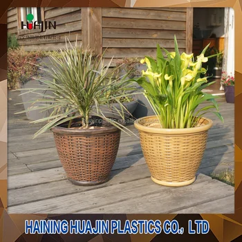 Fashion Design Rattan Flower Plastic Pots Resin Planter Flowerpot 1 Gallon Product On Fashion Design Rattan Flower Plastic Pots Resin Planter Flowerpot 1 Gallon Product On