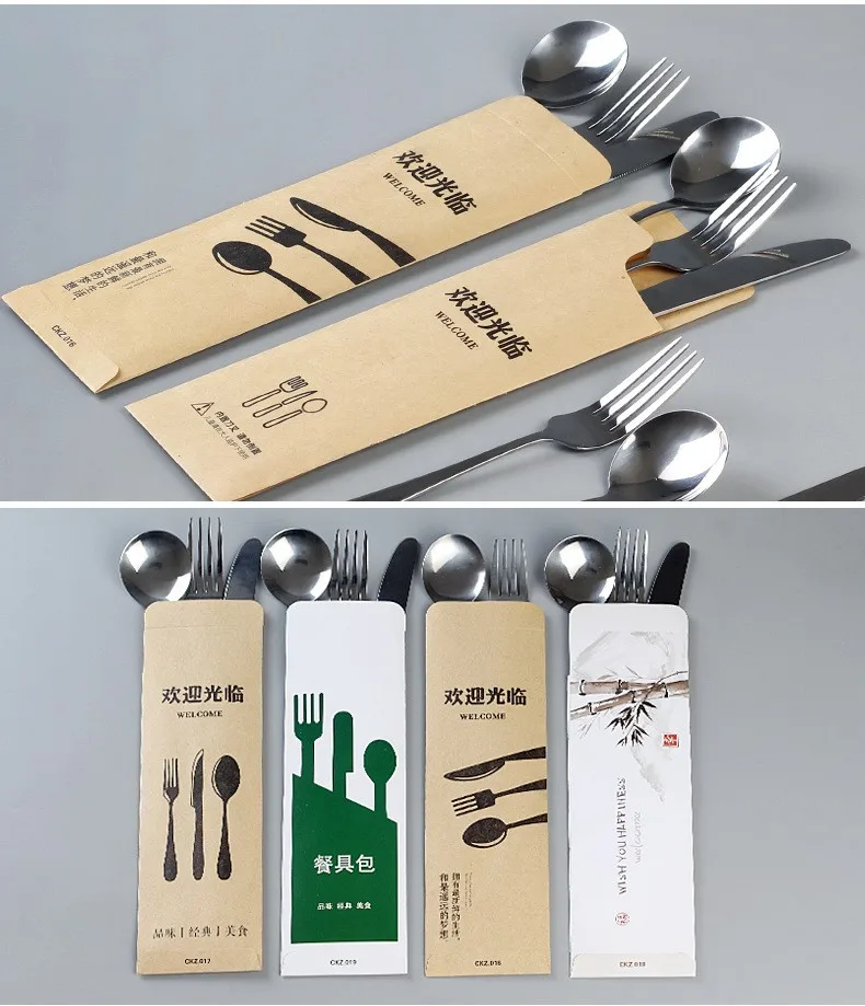 Custom Tableware Packaging Knives And Forks Paper Sleeve Buy Custom