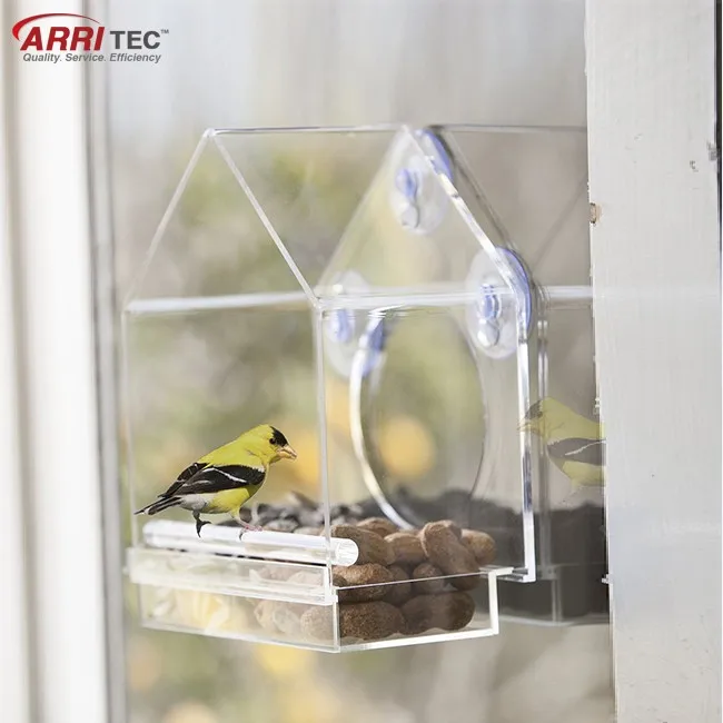 House Shaped Plexiglass Acrylic Window Plastic Bird Feeder Clearwindows