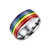 Classic Styles Popular Special Rainbow Colors Stainless Steel Silver Enamel Ring