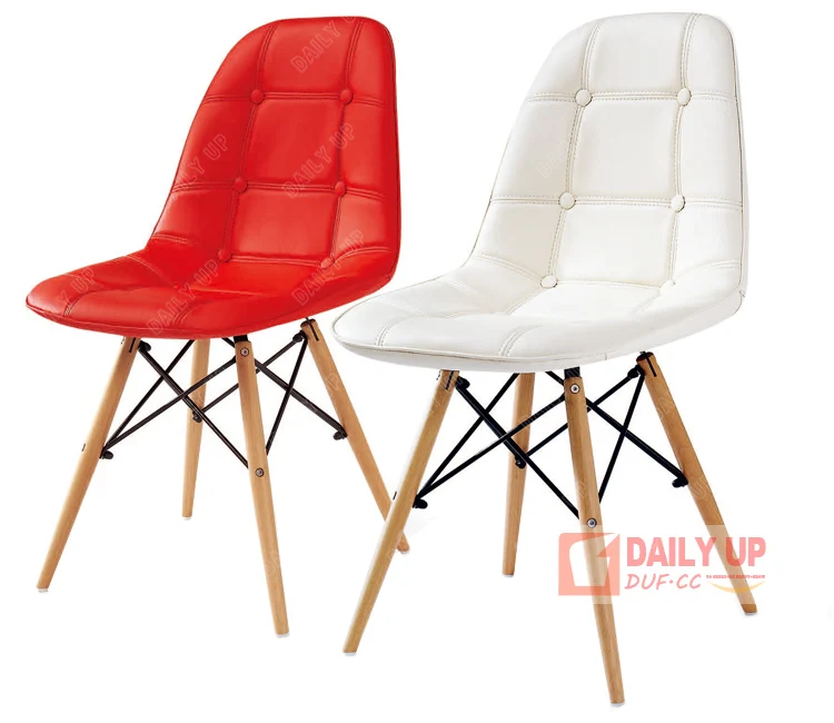 Leather Seat Dining Chair with Wooden Leg Color PU Lounge Chair For Rest Reception Living Room Chair for Sale