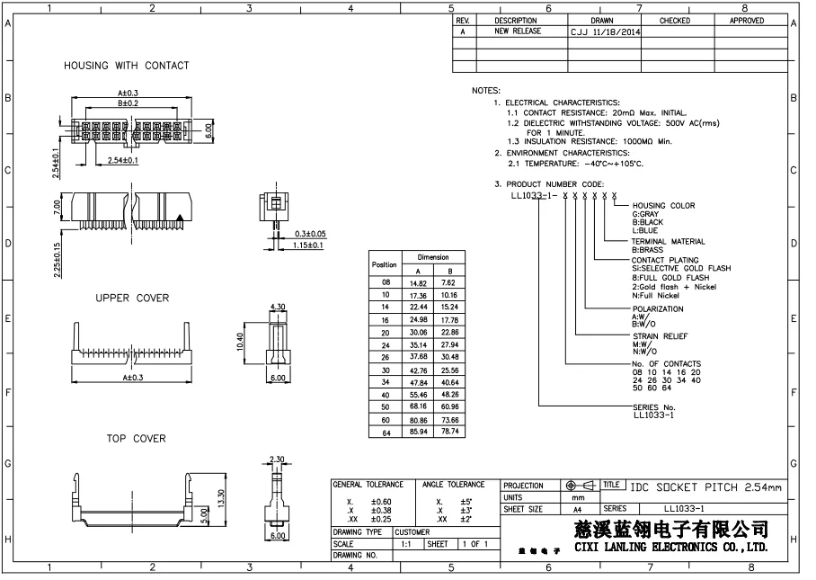 2.54mm Idc Socket Fc Connector - Buy 2.54mm Idc Socket Connector,2.54 ...