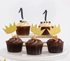 First Birthday Party Decorations Cupcake Toppers Black ONE Party Picks