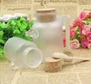 100ml 200ml 300ml round frosted surface ABS bath salt container with Spoon and cork