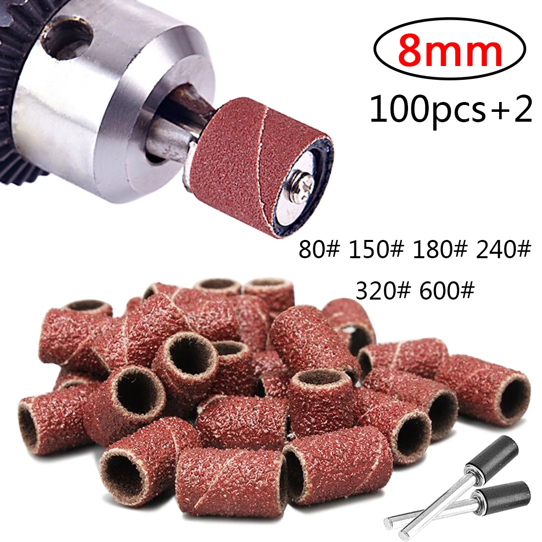 50 pcs 12mm 1/2" inch extra fine GRIT 320 Rotary SANDING DRUM with 2 Mandrel 