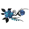 Blue Big Sun Flowers Embroidery Patches Iron on for Clothes Wedding Dress Garment Applique Diy Sewing
