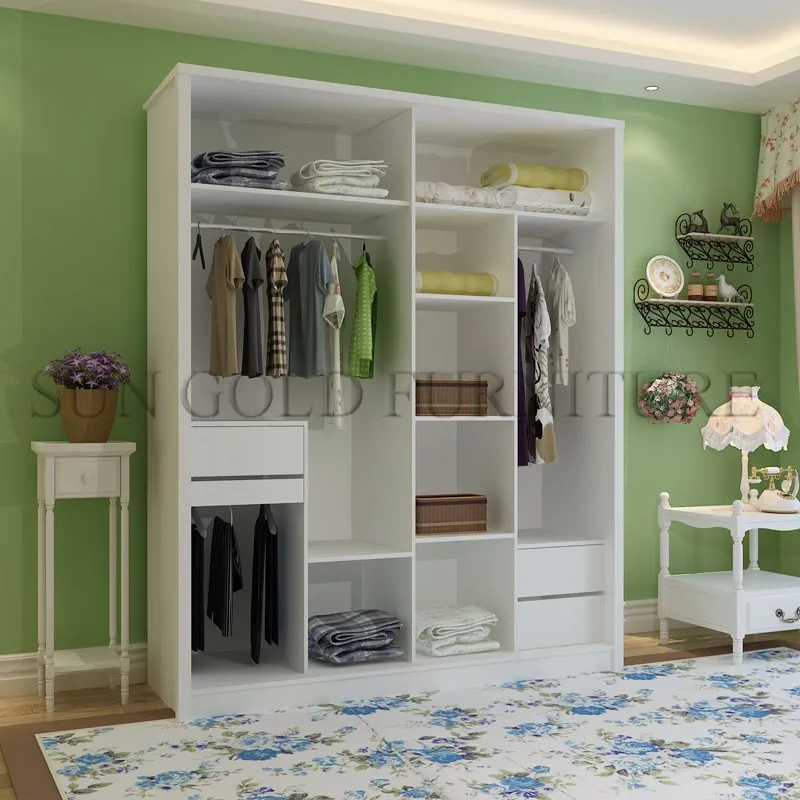 Cheap Wardrobe Closet Plywood Wardrobe Design With Sliding Door (sz