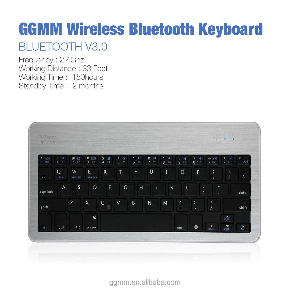 Buy in Bulk GGMM Super Slim Wireless Bluetooth Keyboard Aluminum
Portable Keyboard with Rechargeable Battery Universal Compatible -
Silver