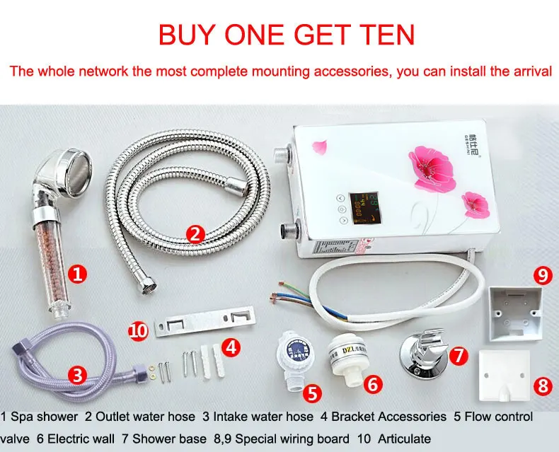 WER-7018A Fashionable 7000W Tankless Electric Hot Water Heater For Bathroom Intelligent Constant Temperature Large LED LCD