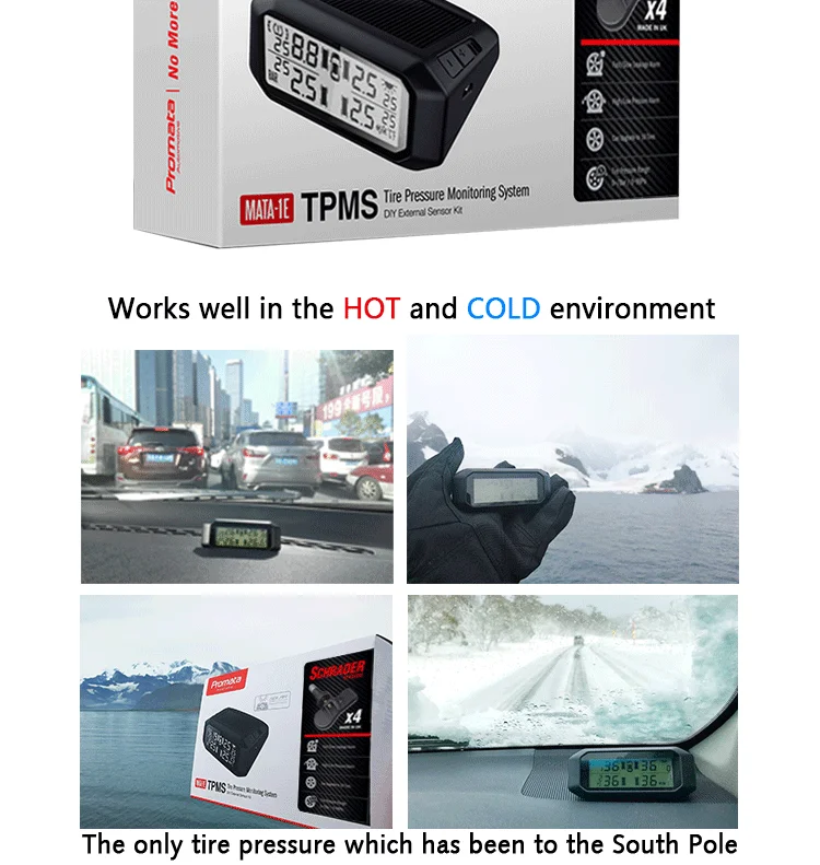Wireless Display Solar Tpms 4 Internal Sensors For Cars 4wds Vans With Internal Tire/ Tyre