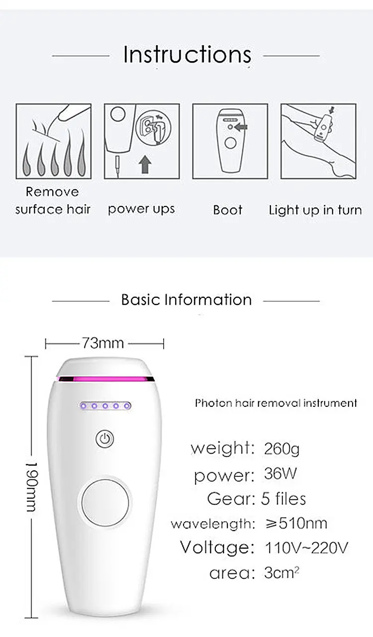 Beautiful Lady Ipl Laser Hair Removal Women Epilator 400000 Flash