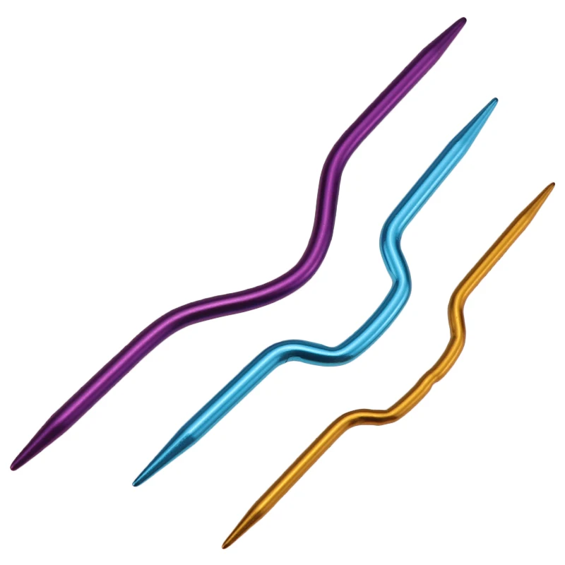 AOOOWER 1Set Twist Curved Hand Knit Knitting Needles U-shaped Cable Needle  Stitch Marker 