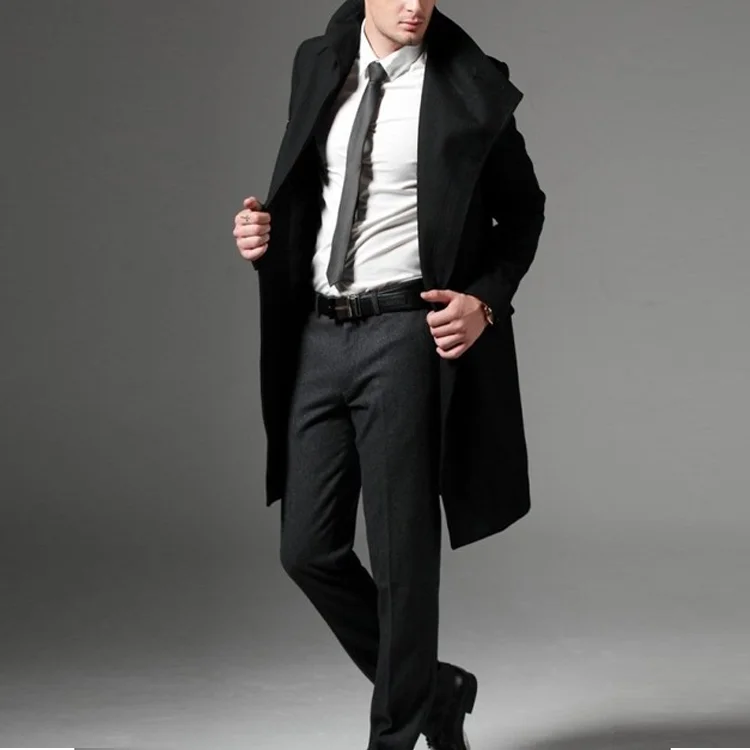 Wholesale Winter Men's Overcoat European Style Big Size Fashion Black ...