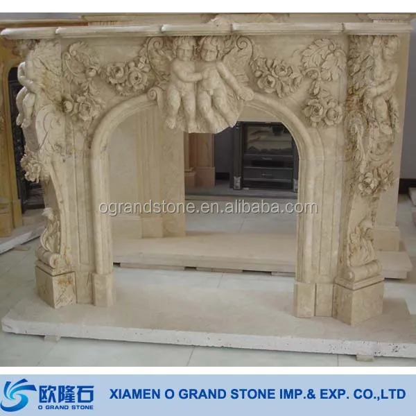 Cheap Limestone Travertine Fireplace Mantel French Classic