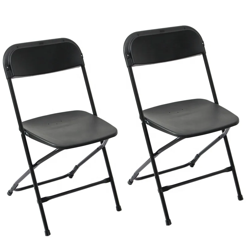 black plastic folding chairs