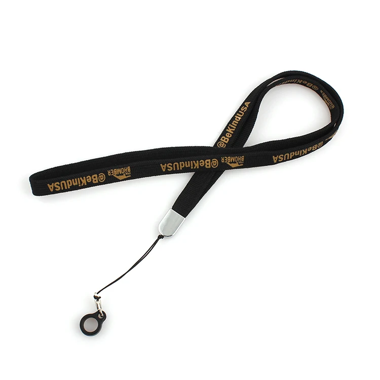 Printed Polyester Pen Holder Neck Fancy Silicon Ring Lanyard With