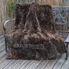 CX-D-11 Custom Size And Color Hand Patchwork Real Rabbit Fur Throw Fur Blanket