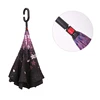 Hot sale Auto opening water proof Flower inside Hands Free C shape handle upside down Reverse Umbrella with logo prints