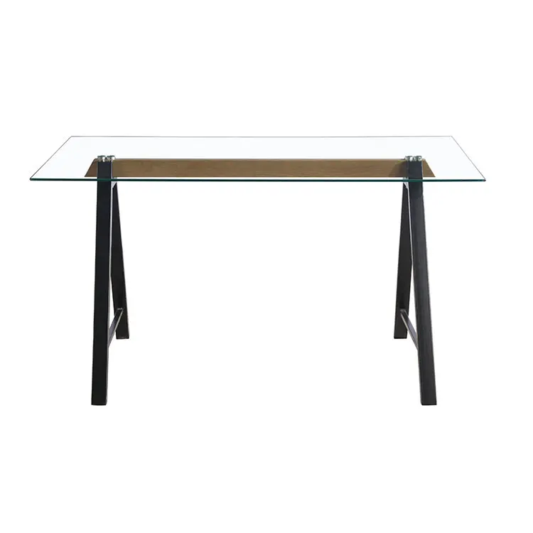 Indoor 8mm Clear Tempered Glass Table With Metal Leg