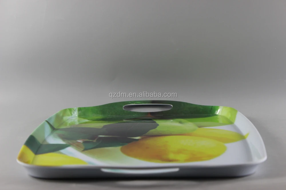 2 Handled Melamine Large Serving Trays 19 Inch