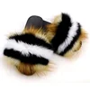 2019 fashion factory wholesale flip flops women fox fur slides