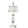 Unique Design Modern Style Crystal Lighting White Line Lamp Shade Indoor Hotel Lobby Headboard silver Table Lamp