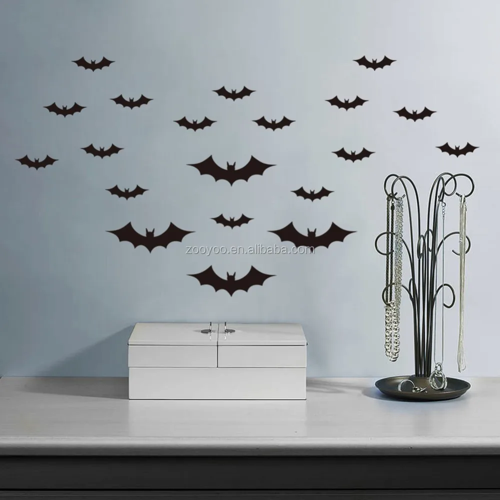 Verwijderbare vinyl muursticker stickers muur bat halloween ...