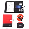 2018 New custom Notebook Logo PU Leather 8GB USB Disk Notebook with Power Bank