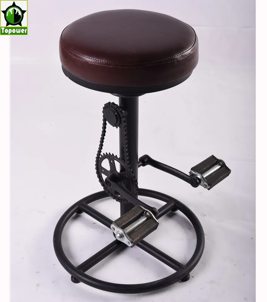 Rustic Bike Stool Breakfast Bar Stool Seat Swivel Pedal Bar Chair