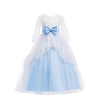 Girl Deluxe Evening Pageant Dress Kids Three Quarter Lace Bow Princess ...
