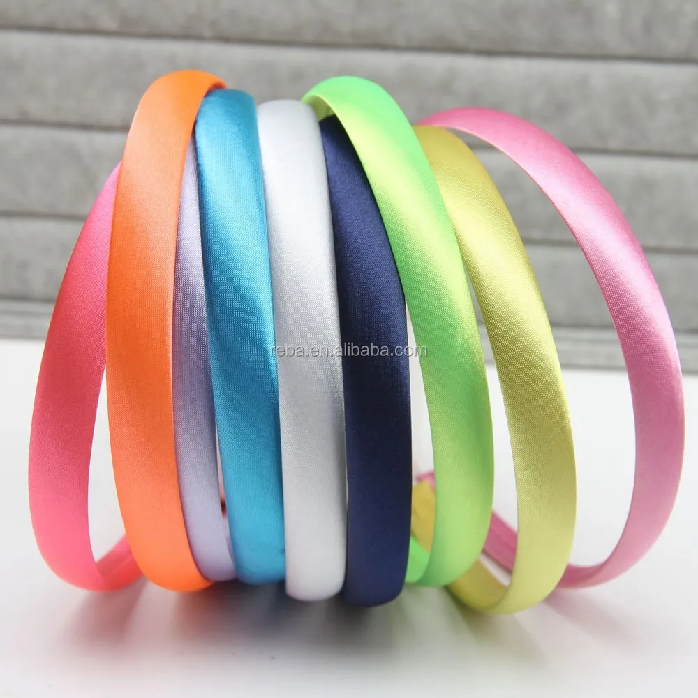 5cm head hoop hair clasp for women colored satin covered resin