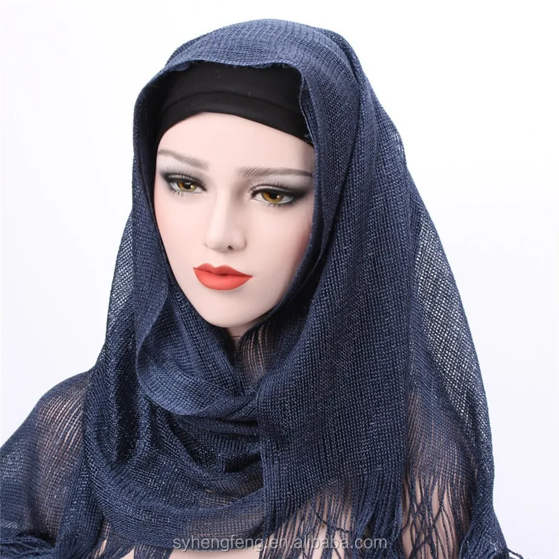 Wholesale Bright Silk Scarf Muslim Middle East Head Scarf Shawl With