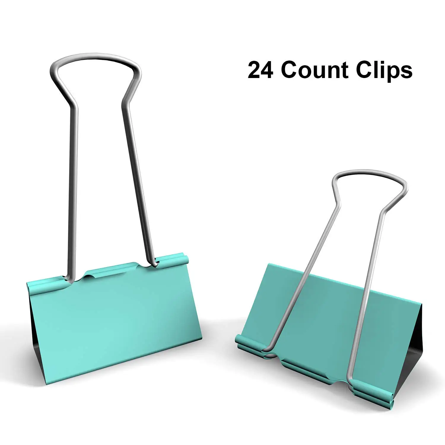 Nctinystore Light Green Binder Clips Medium of 1-1/4 inch (32mm) Colored Paper Clamp Assorted Size Assortment (Office or School Metal Fold Back Clip Metal Clips)(1.25 in/32 mm)(LightGreen, 24 - Count)