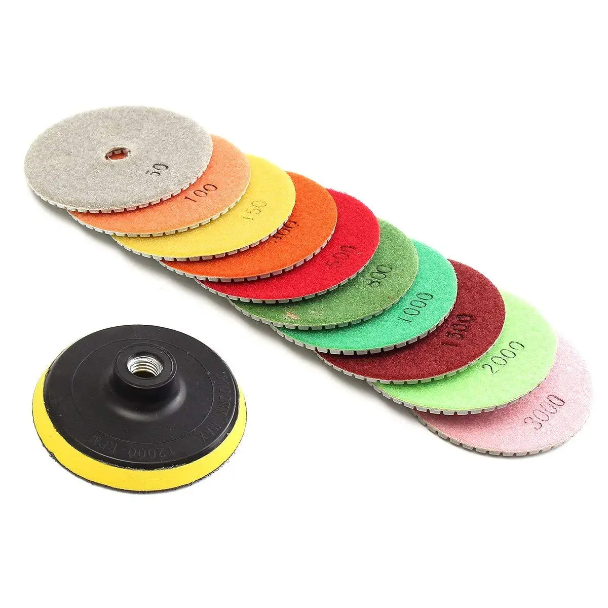 ToolsCentre 11pcs/set 4" Diamond Polishing Pads Grinding Disc For Granite Marble Concrete Stone For Granite Concrete Marble Stone Tiles