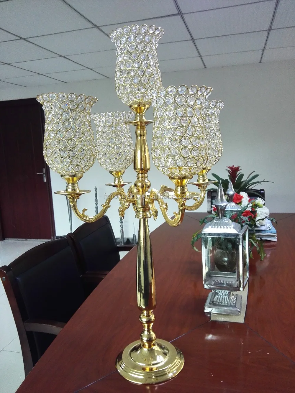 Gold Wedding Crystal Candelabra Centerpieces For Weddings - Buy Tall