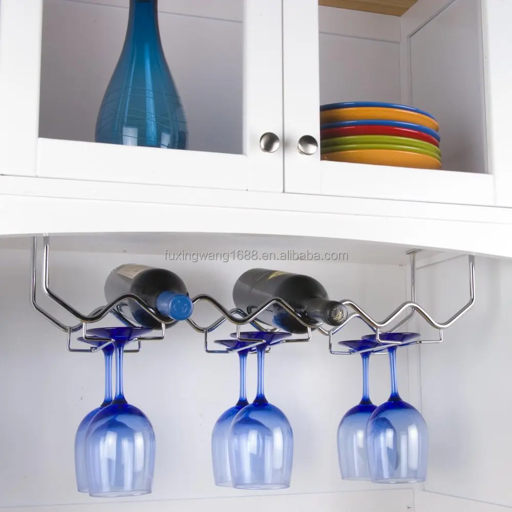 Wrought Iron Wave Design Under The Cabinet Hanging Wine Gl Rack Wrought Iron Wave Design Under The Cabinet Hanging Wine Gl Rack Wire Storage Metal