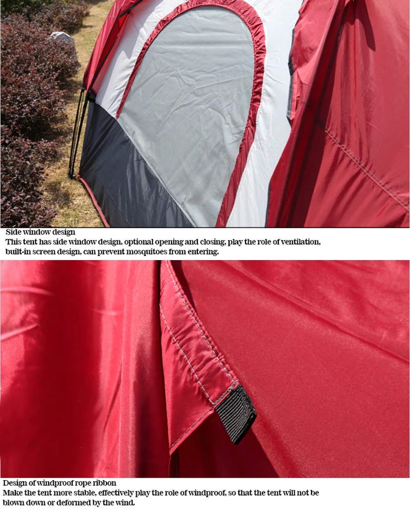 Two Rooms And One Hall Beach Tent 68 People Camping Outdoors Double Deck Rainproof Camping