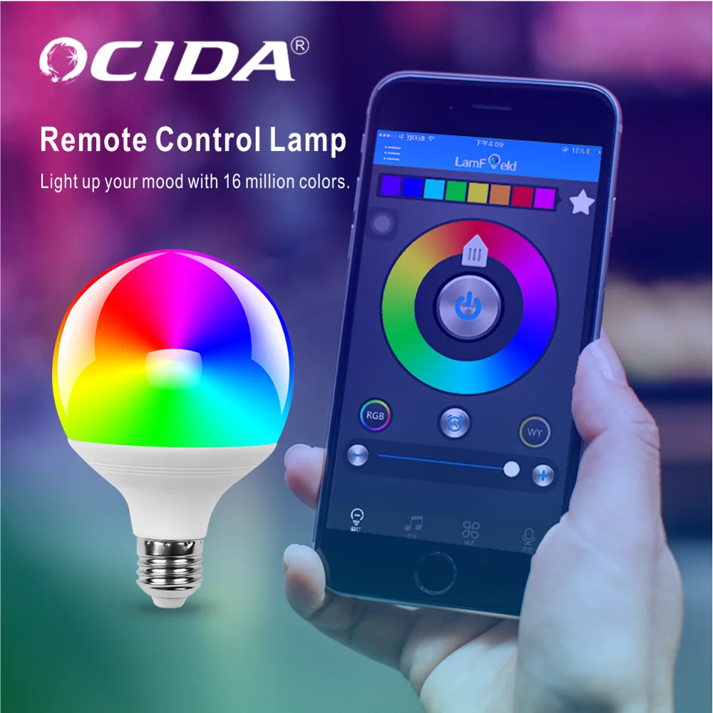 New Product google assistant mood light up Lamp Color Controller Smart Led Bulb Light WIFI Works 7w 10.5w Led Wifi RGBW BULB E27