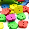 Assorted Color Printed Wood Apple Buttons Wooden Fruit Buttons for DIY