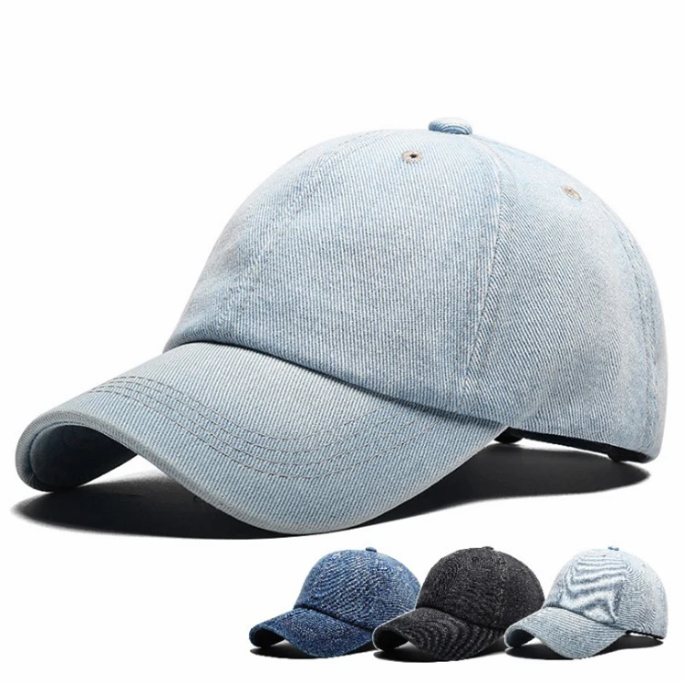 Promotional custom washed denim bucket 3D embroidery logo cap hat