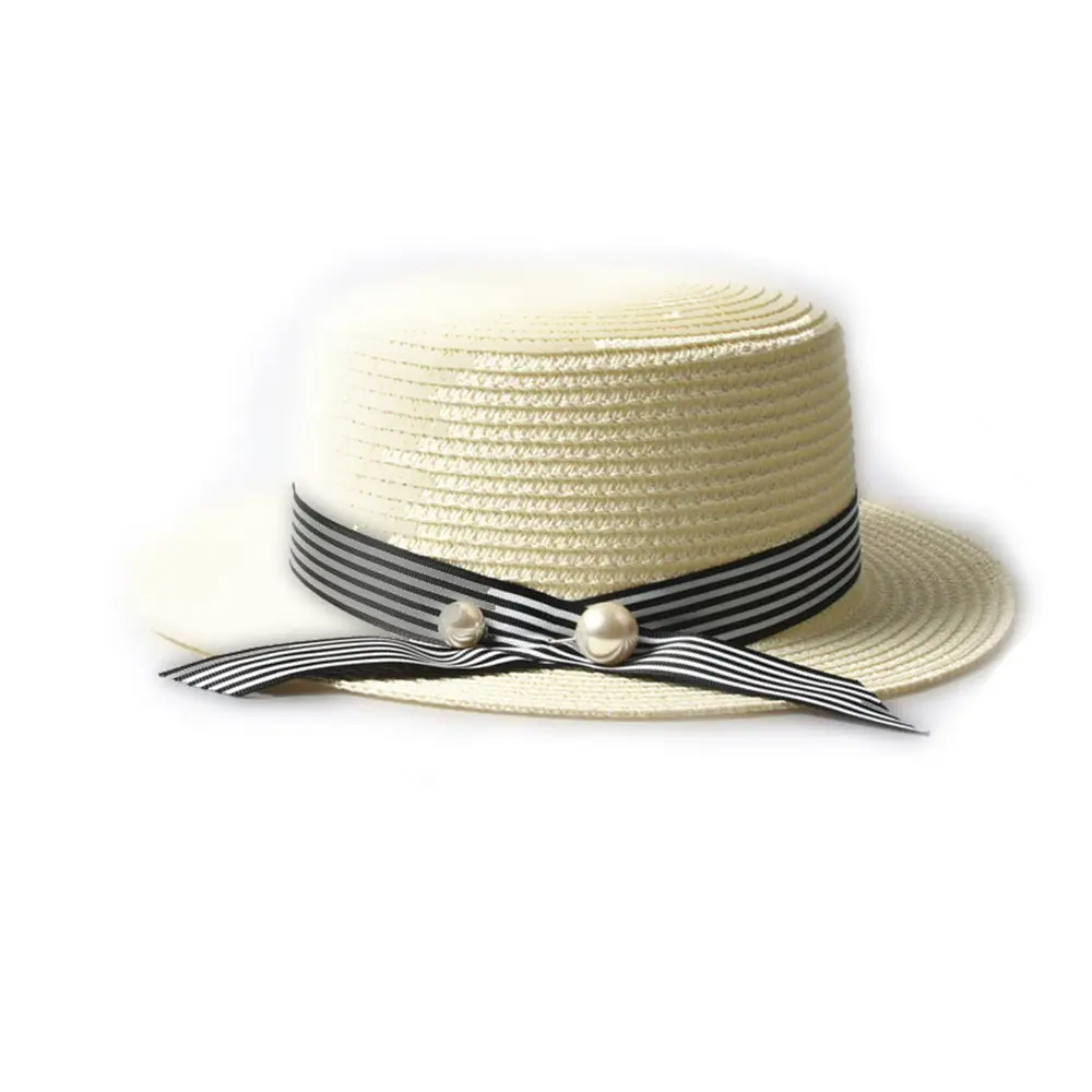 AOBRITON Summer Women Straw Ladies Panama Hat Female for Vacation Beach Travel Fashion